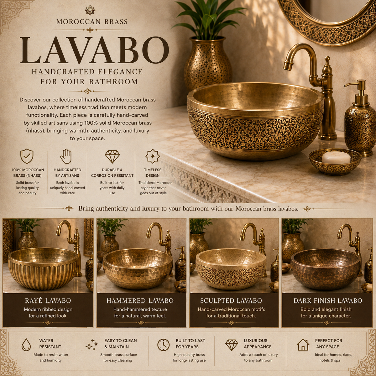 Moroccan Brass Lavabos