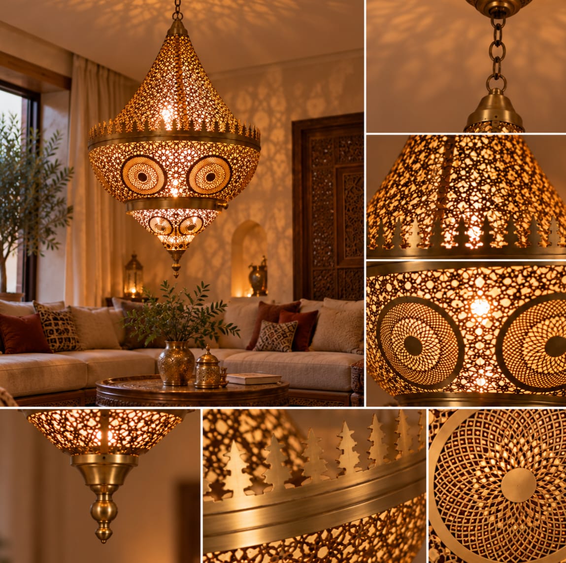 Handmade Moroccan Brass Lantern – Traditional Moroccan Pendant Light