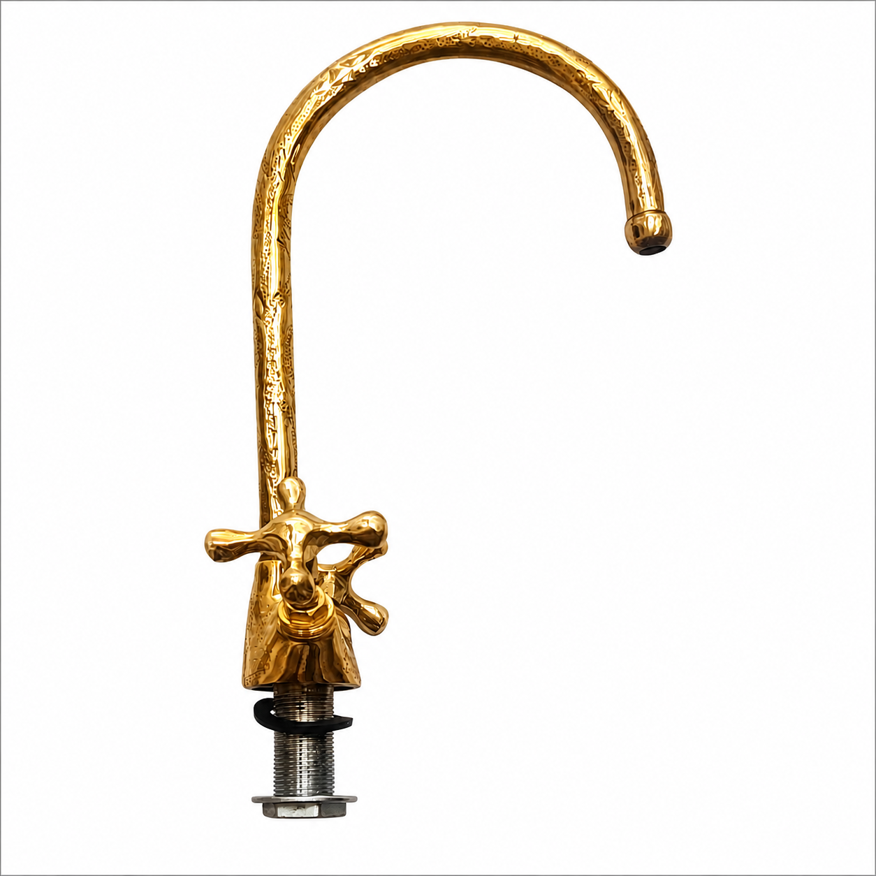 Vintage Brass Wall Mount Faucet – Ornate Moroccan Bathroom & Kitchen Tap – Antique Gold Water Faucet