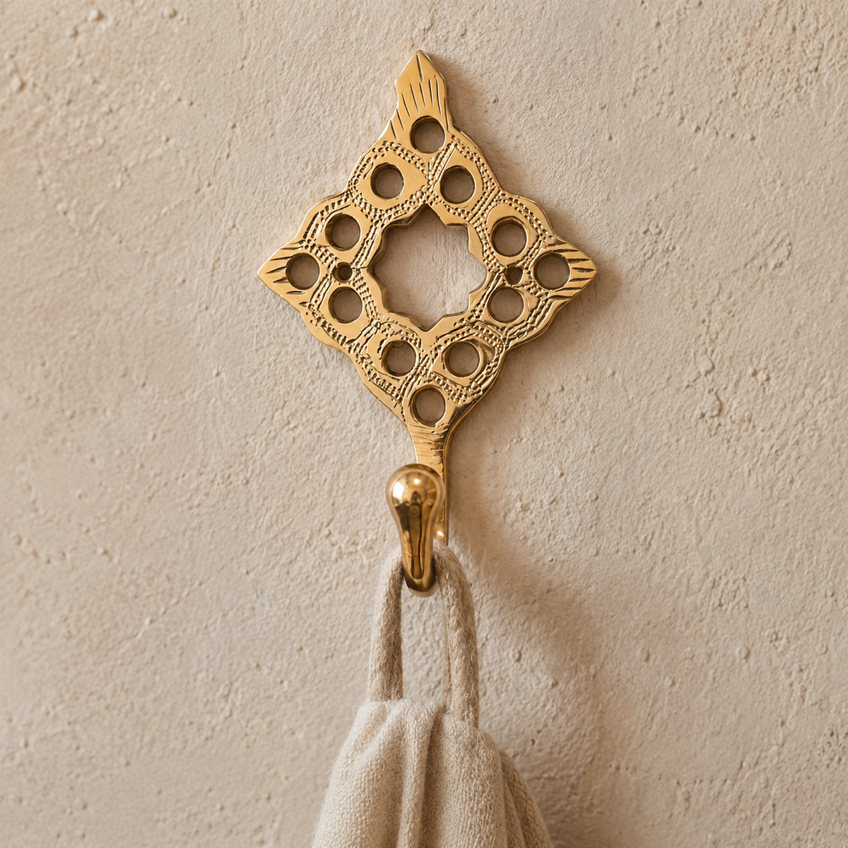 Moroccan Brass Wall Hook – Handcrafted Decorative Coat & Towel Hanger