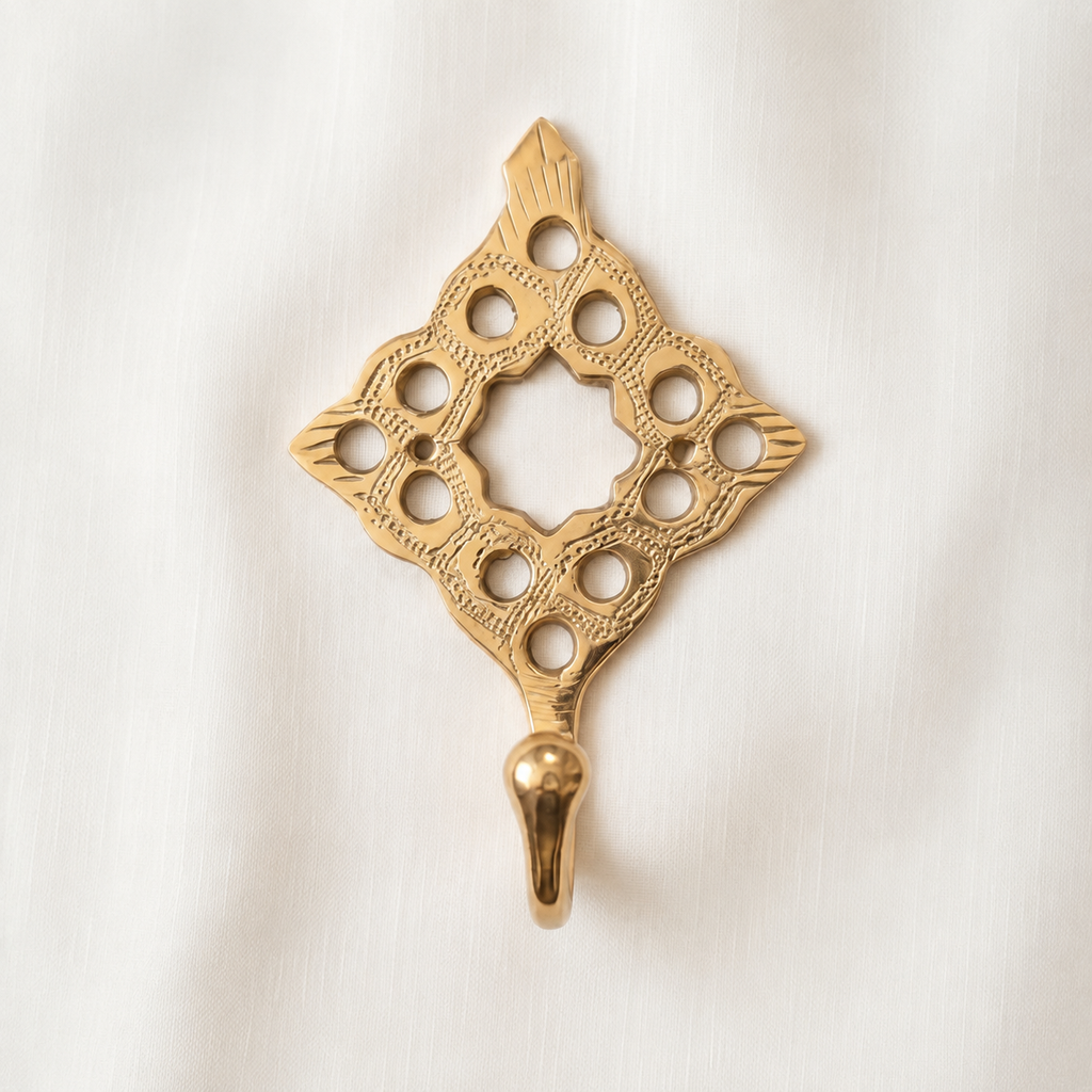 Moroccan Brass Wall Hook – Handcrafted Decorative Coat & Towel Hanger