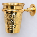 Moroccan Brass Wall-Mounted Toothbrush Holder – Ornate Handmade Bathroom Tumbler