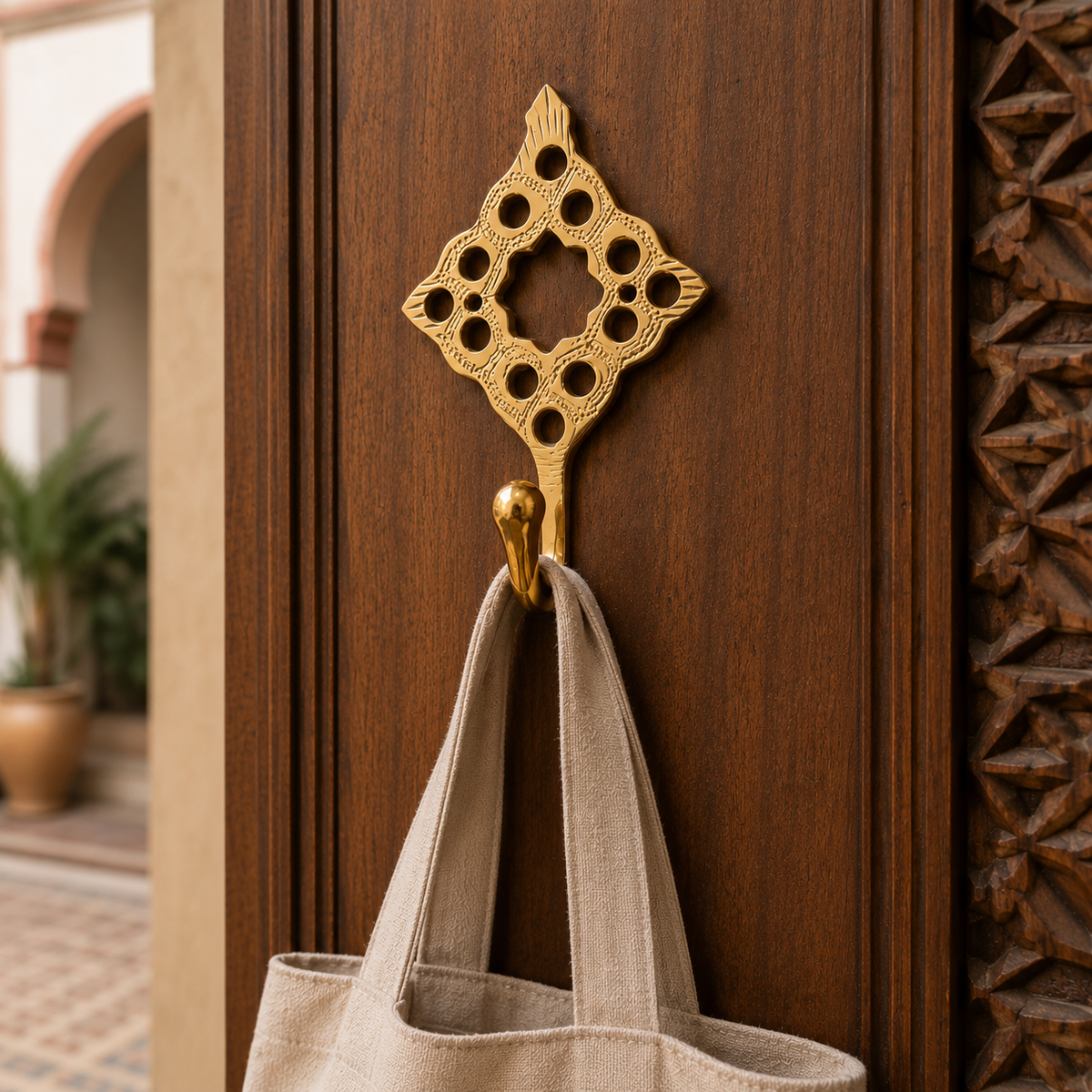 Moroccan Brass Wall Hook – Handcrafted Decorative Coat & Towel Hanger