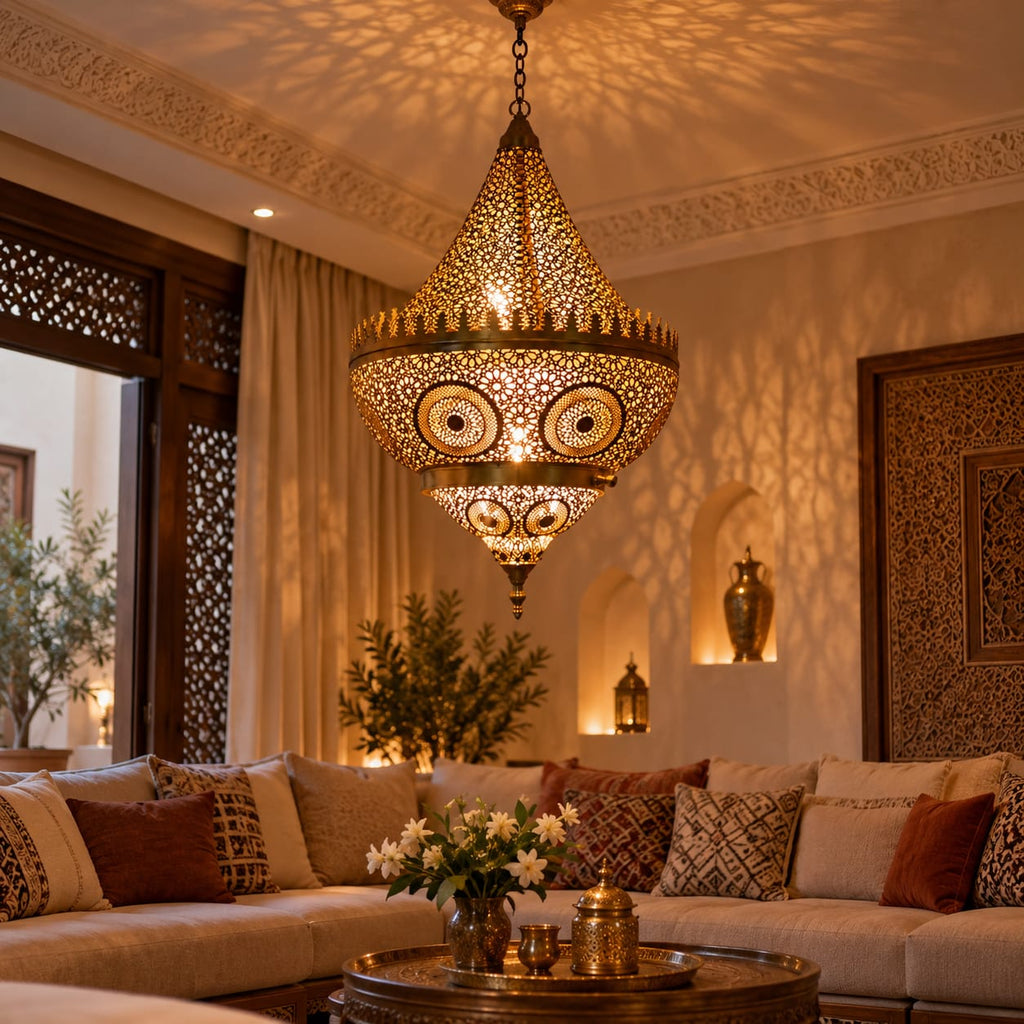 Handmade Moroccan Brass Lantern – Traditional Moroccan Pendant Light