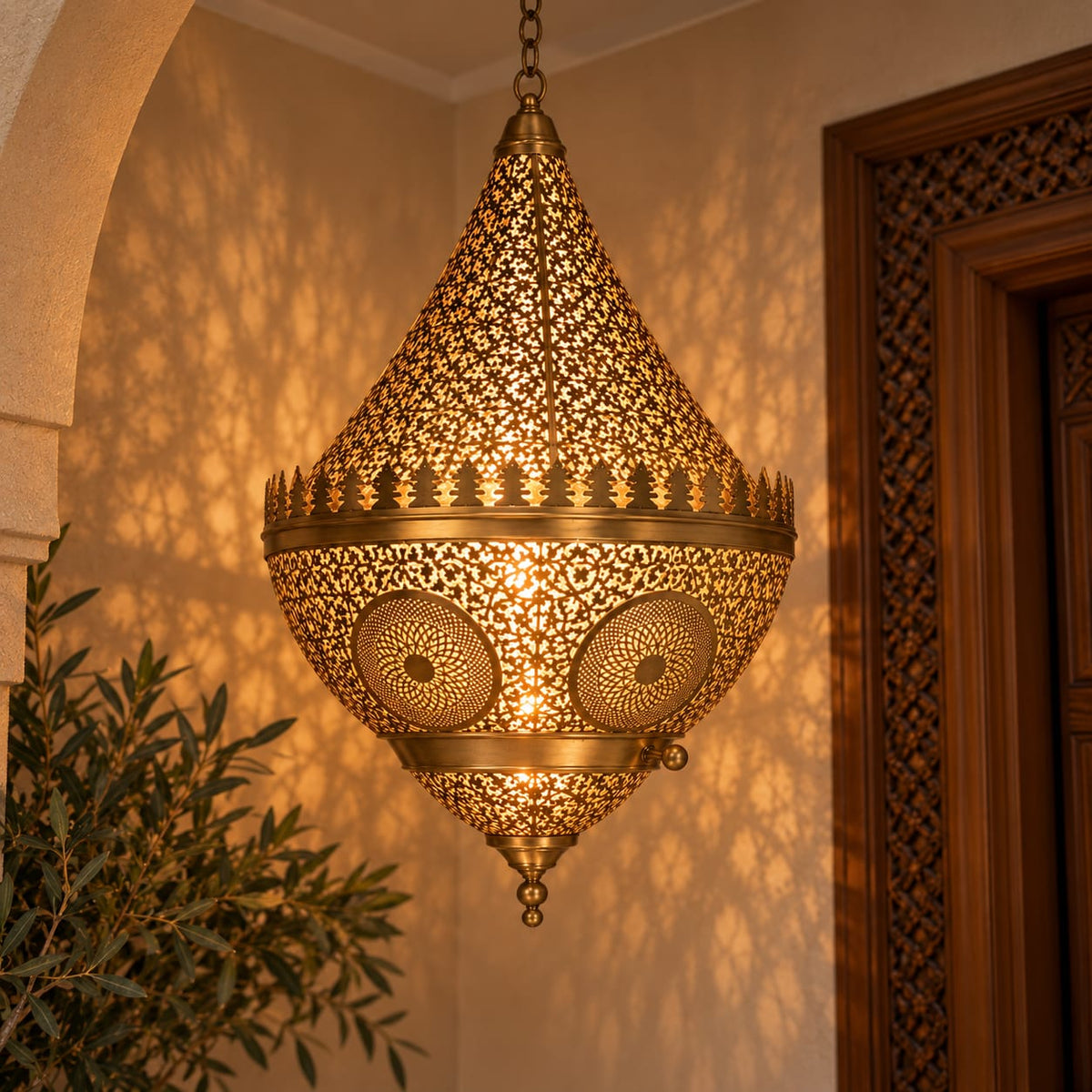 Handmade Moroccan Brass Lantern – Traditional Moroccan Pendant Light