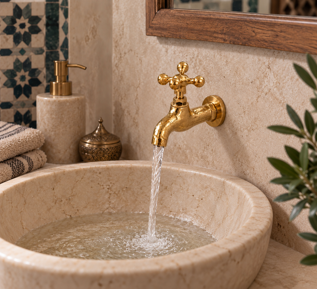 Vintage Moroccan Brass Wall Faucet – Traditional Hammam & Fountain Tap