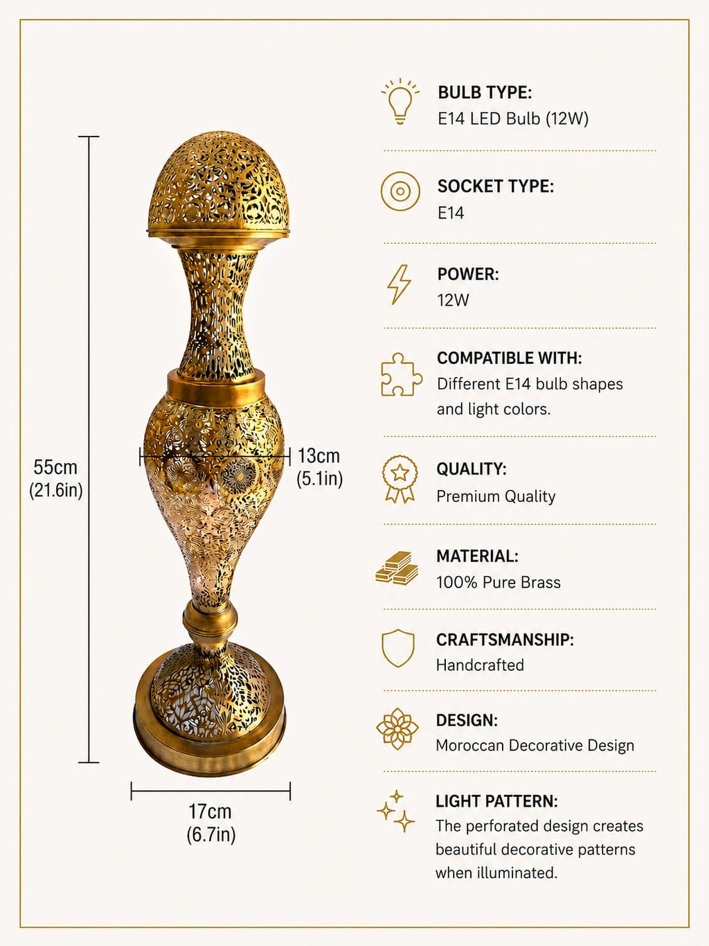 Moroccan Brass Floor Lamp