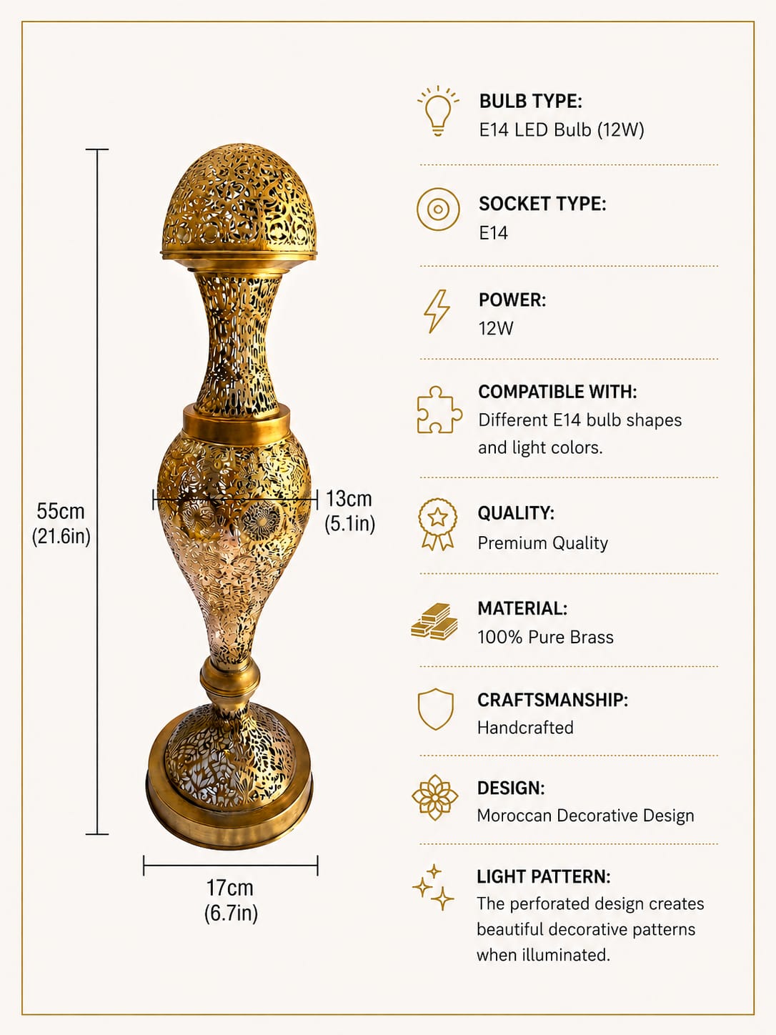Moroccan Brass Floor Lamp