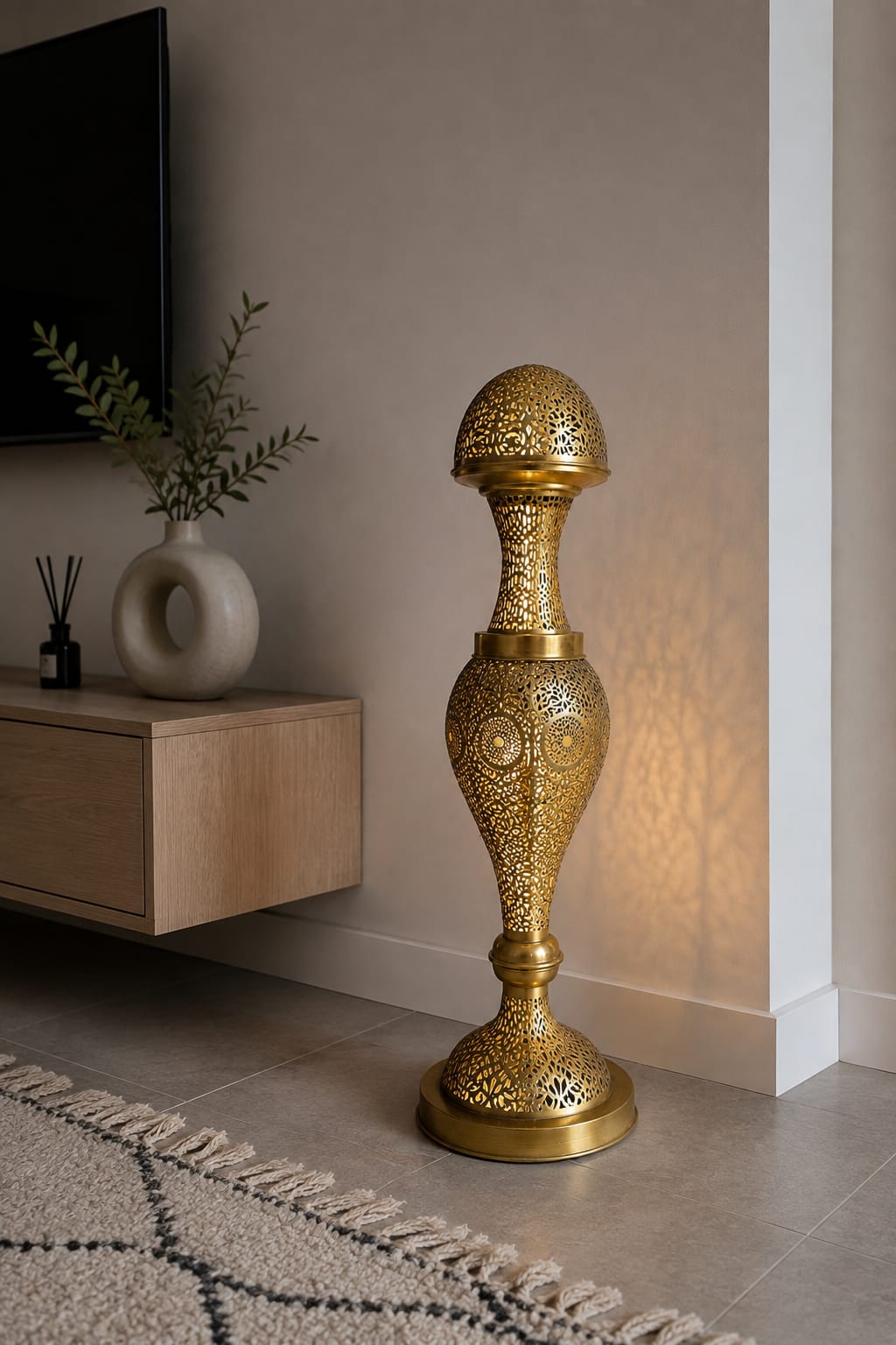 Moroccan Brass Floor Lamp
