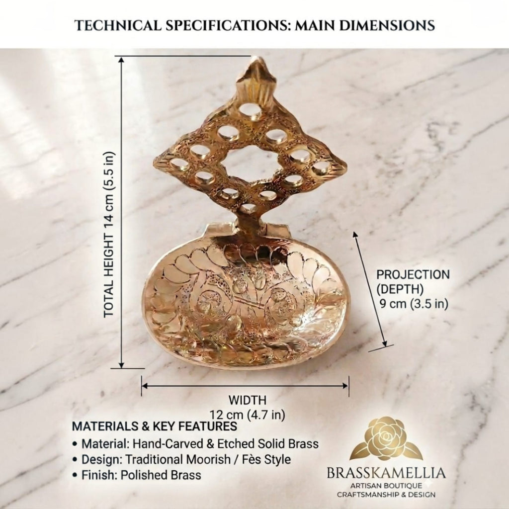Hand-Carved Solid Brass Wall Fountain – Traditional Moroccan Moorish Fès Style