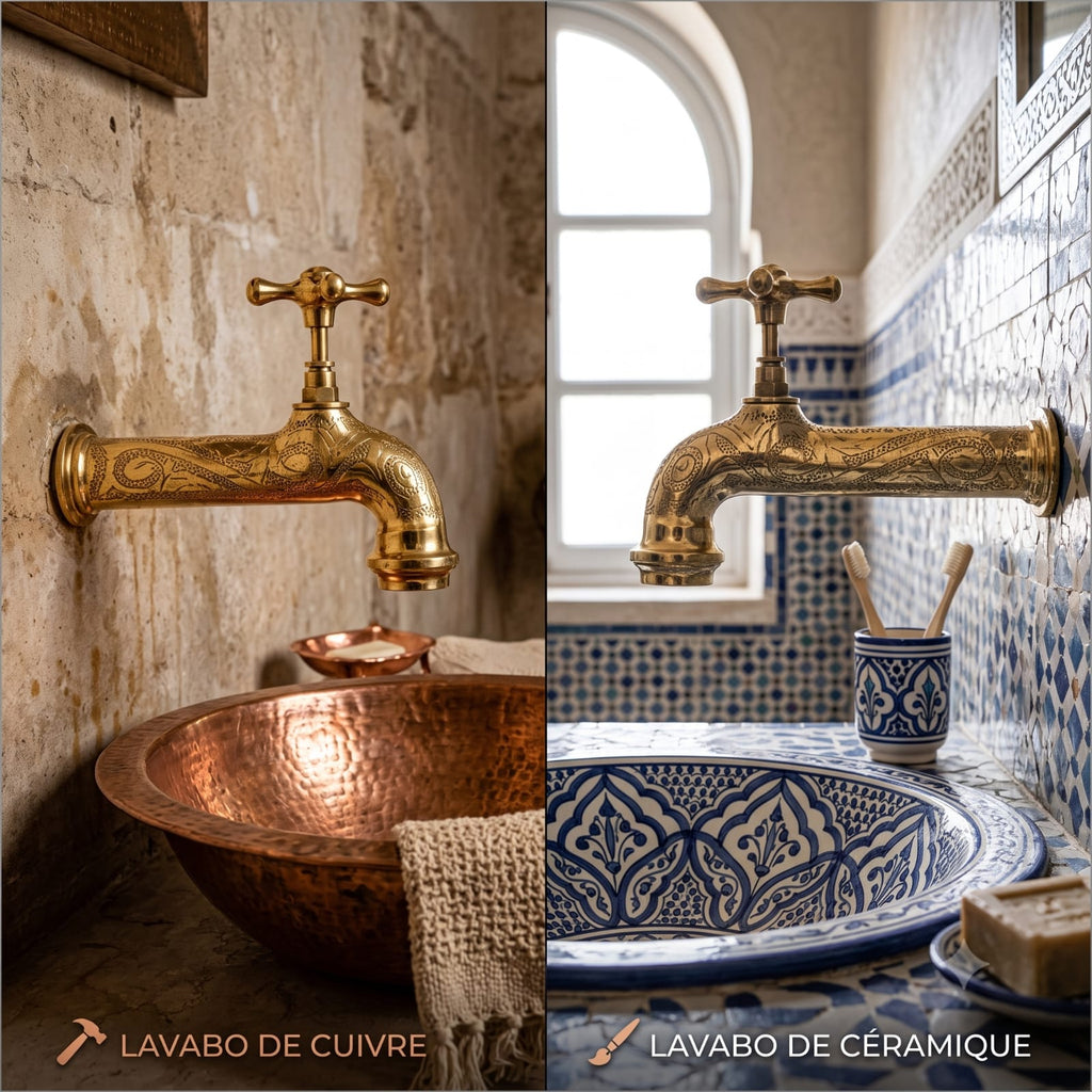 Vintage Moroccan Brass Wall Faucet – Handcrafted Engraved Water Tap