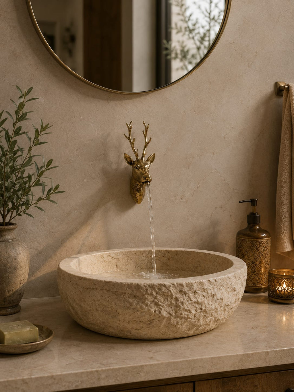 Brass Deer Fountain Faucet