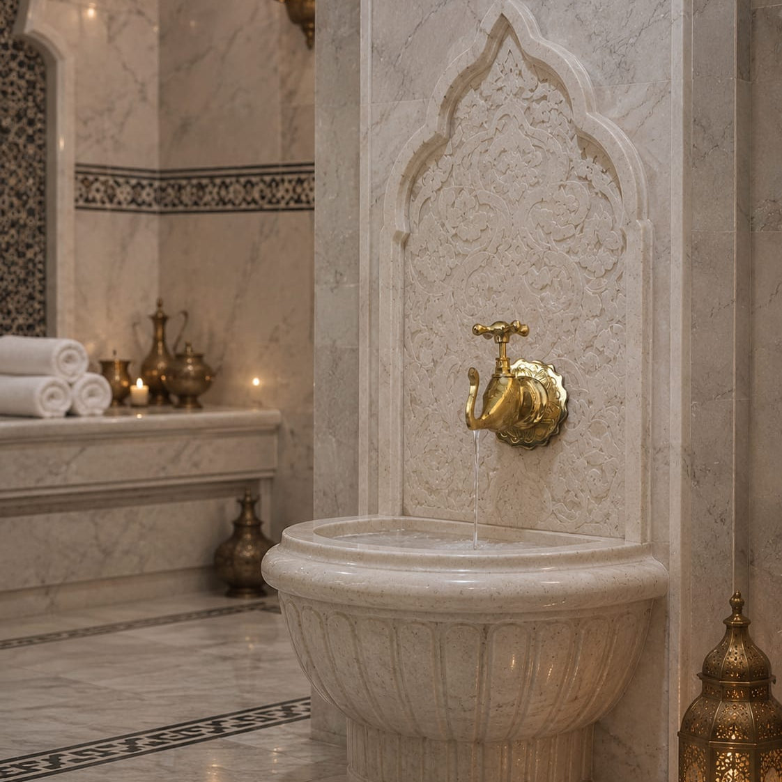 Vintage marokkanischer Messing-Wandhahn – Dekorativer Wasserhahn für Bad & Brunnen