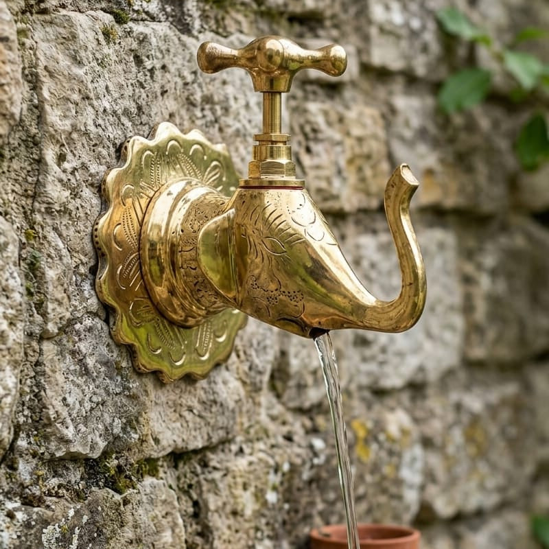Vintage marokkanischer Messing-Wandhahn – Dekorativer Wasserhahn für Bad & Brunnen