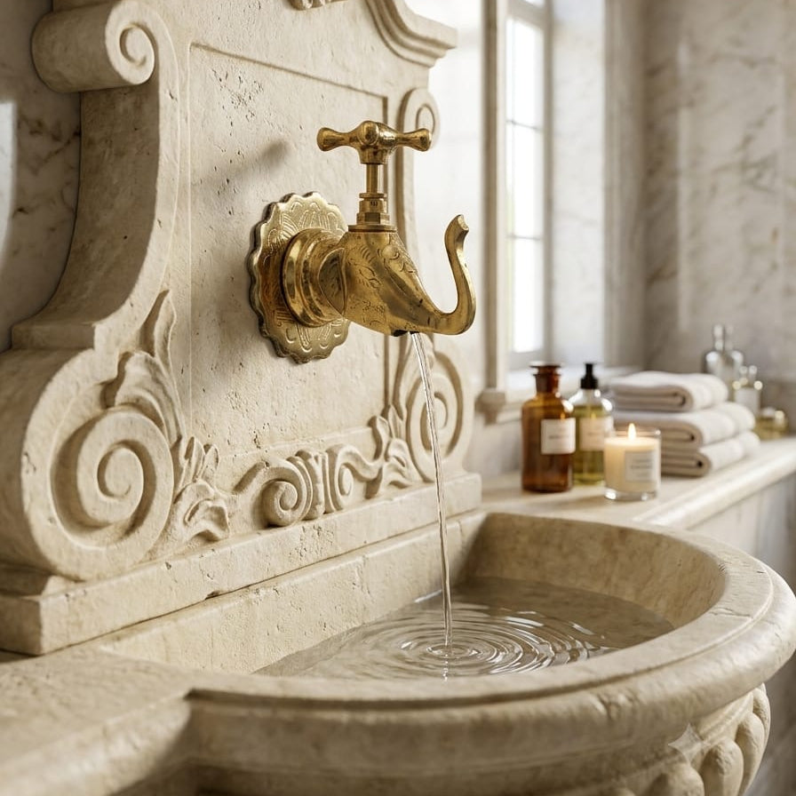 Vintage marokkanischer Messing-Wandhahn – Dekorativer Wasserhahn für Bad & Brunnen