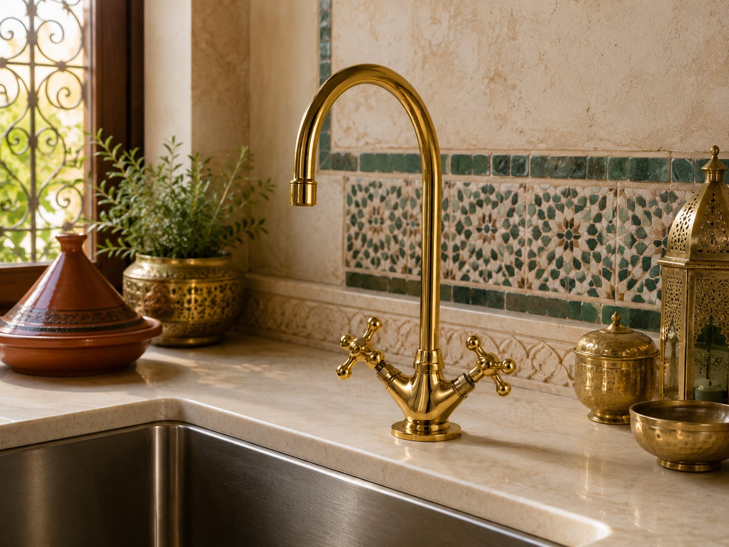 Vintage Brass Kitchen & Bathroom Faucet – Moroccan Classic Style