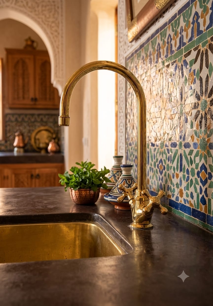 Vintage Brass Kitchen & Bathroom Faucet – Moroccan Classic Style