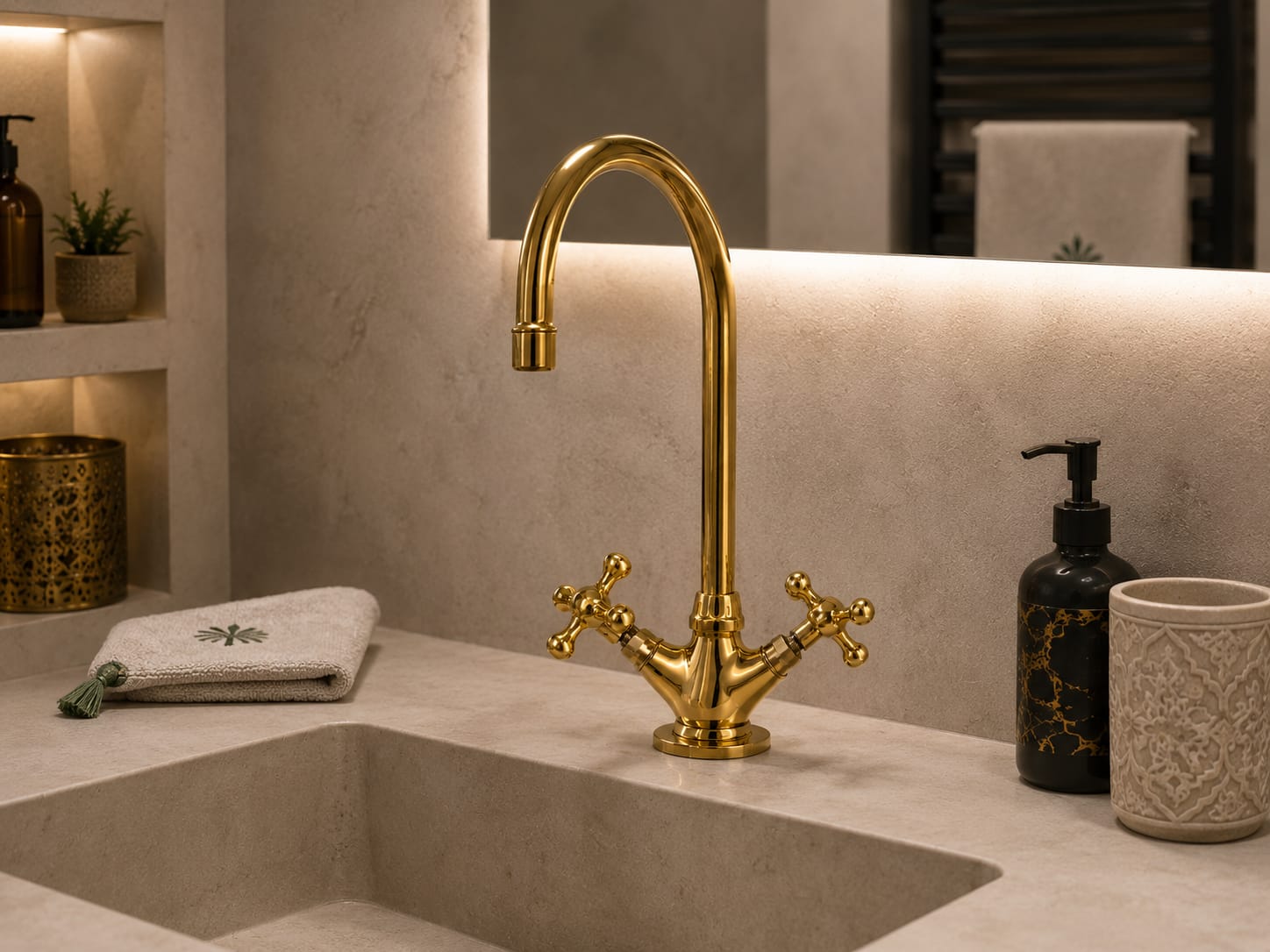 Vintage Brass Kitchen & Bathroom Faucet – Moroccan Classic Style