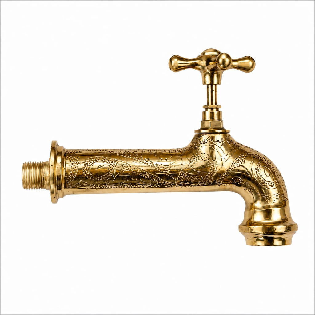 Vintage Moroccan Brass Wall Faucet – Handcrafted Engraved Water Tap