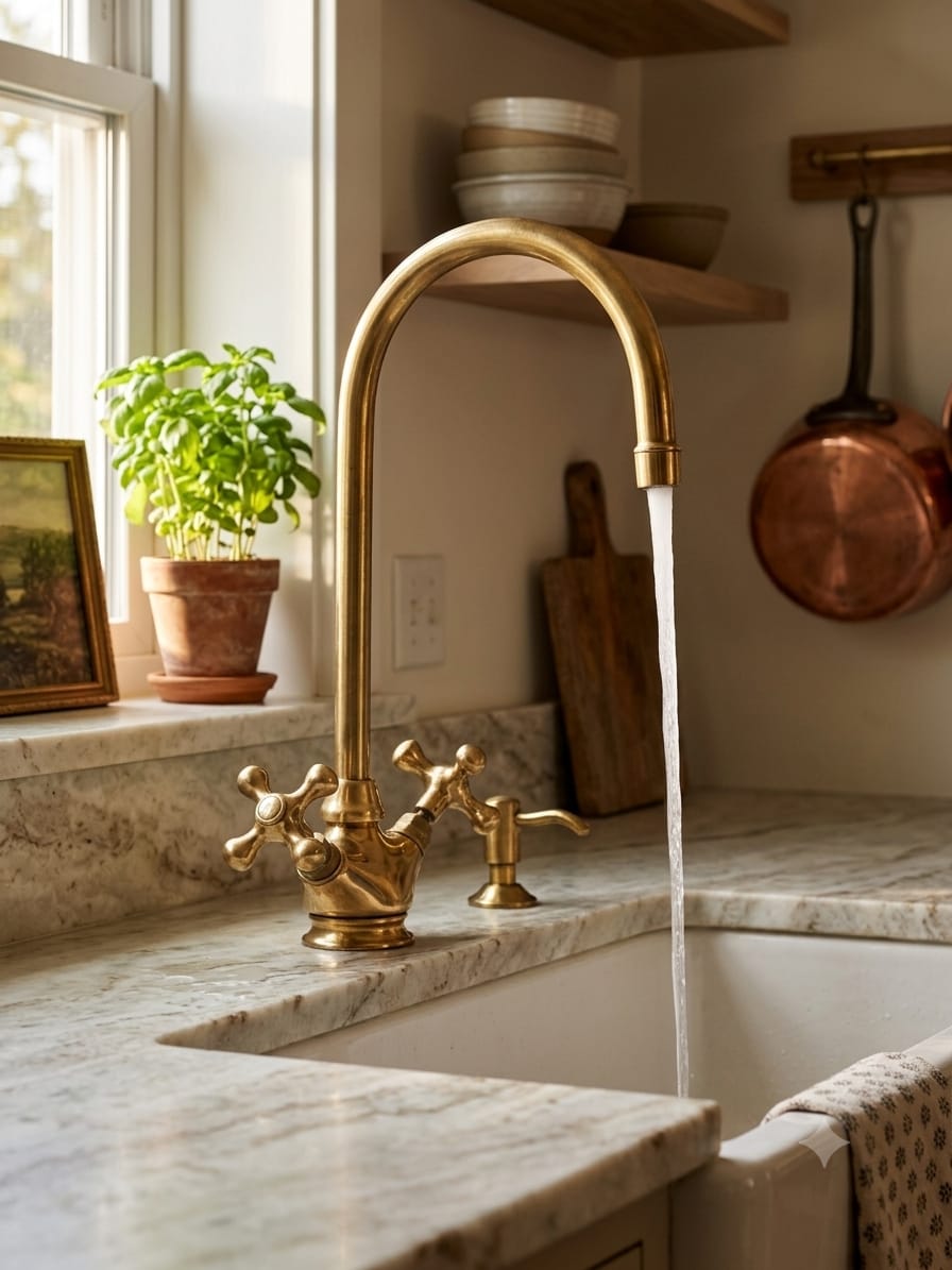 Vintage Brass Kitchen & Bathroom Faucet – Moroccan Classic Style