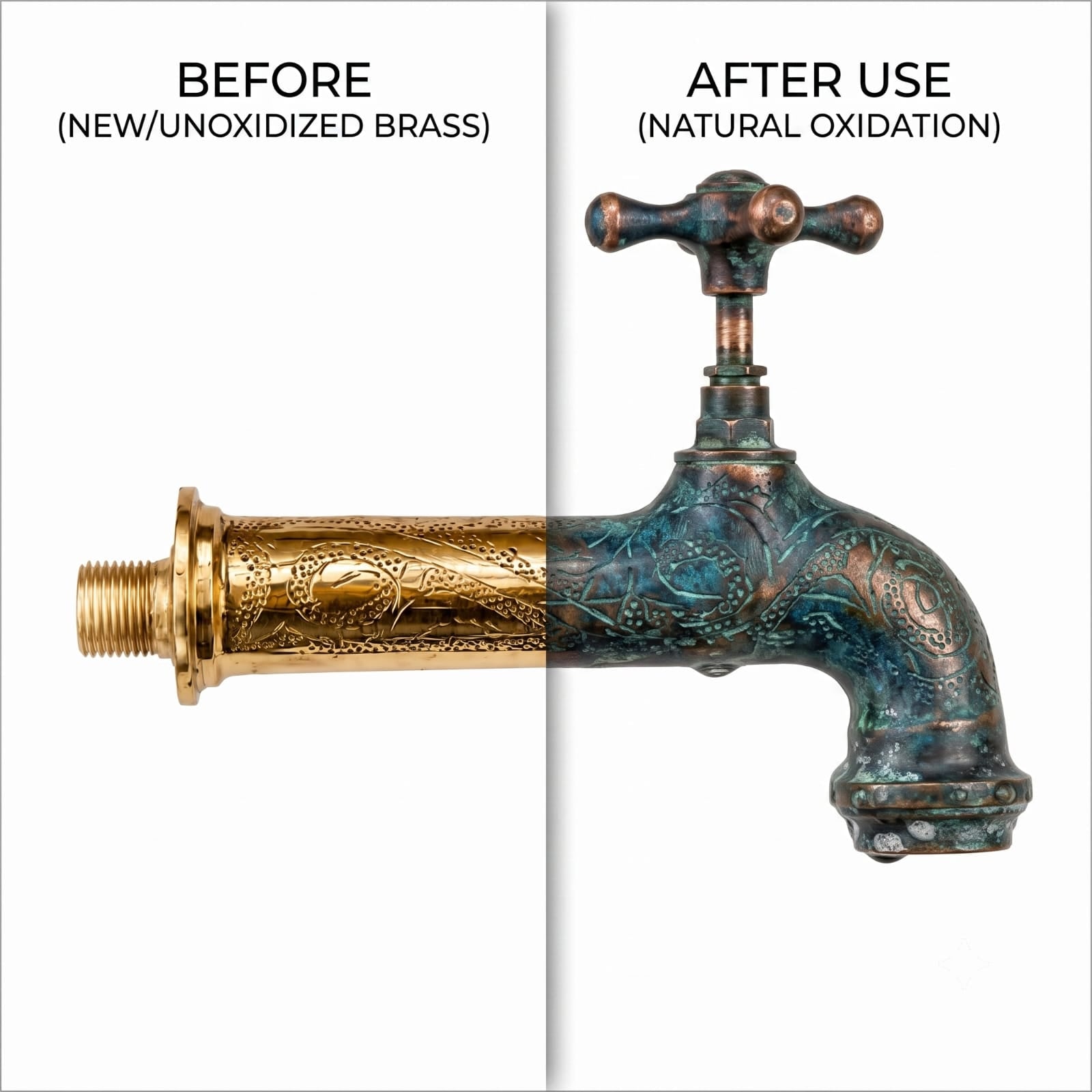 Vintage Moroccan Brass Wall Faucet – Handcrafted Engraved Water Tap