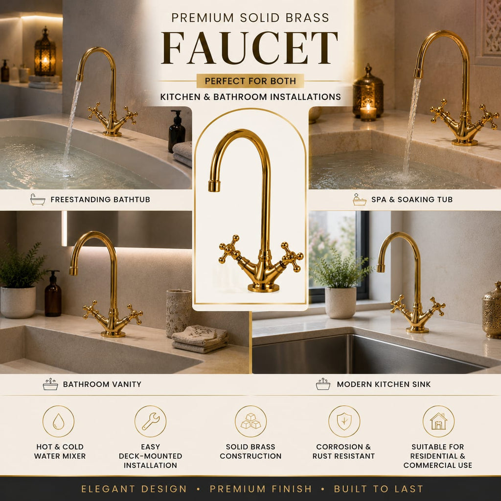 Vintage Brass Kitchen & Bathroom Faucet – Moroccan Classic Style