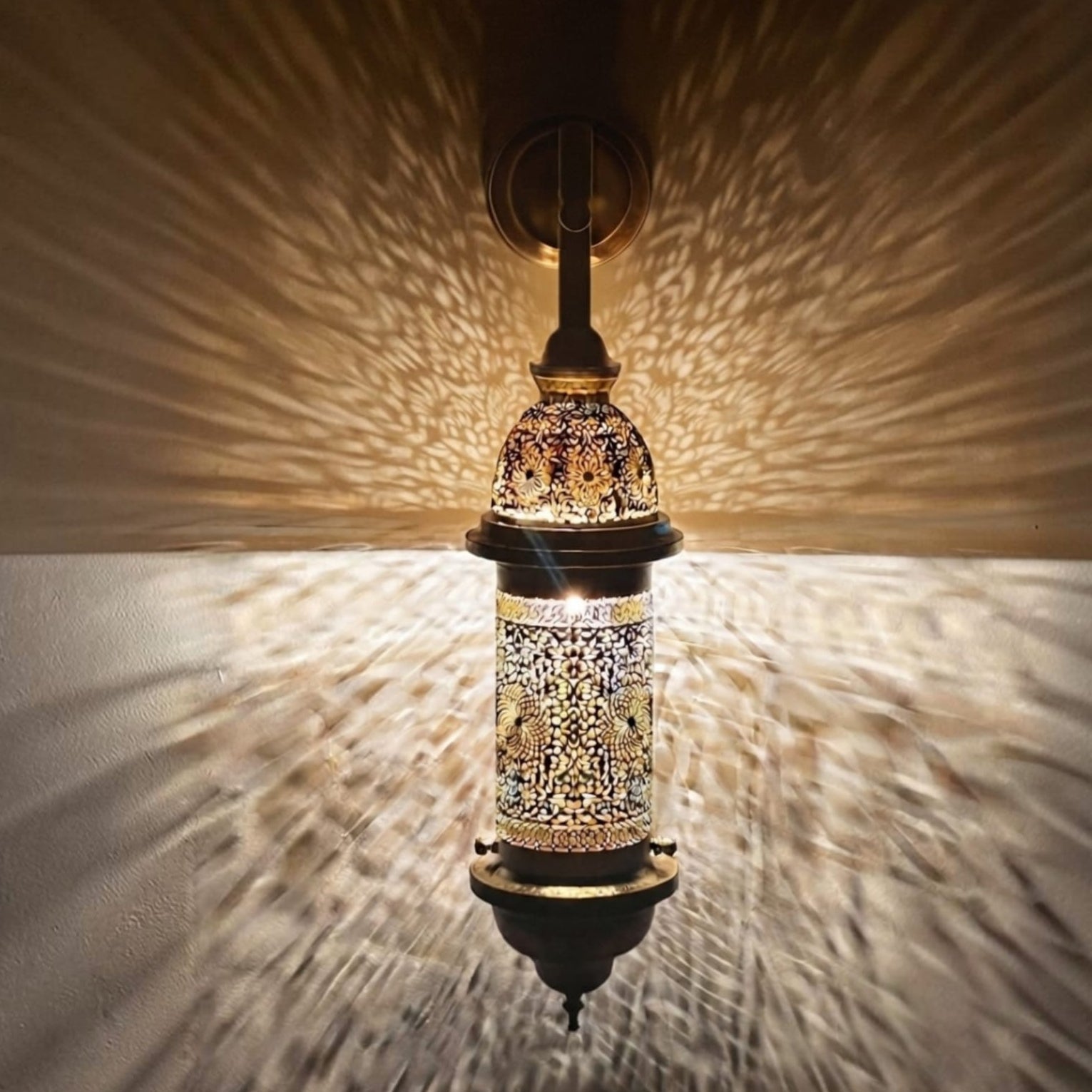 Moroccan Brass Wall Lamp – Handmade Arabic Lantern – Moroccan Home Decor
