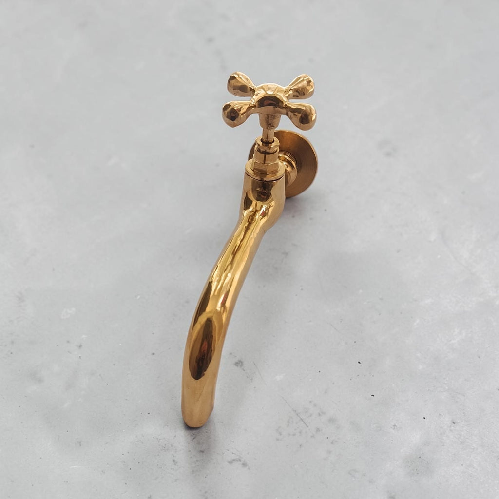 Vintage Moroccan Brass Wall Faucet – Traditional Hammam Tap – Antique Brass Bathroom Faucet
