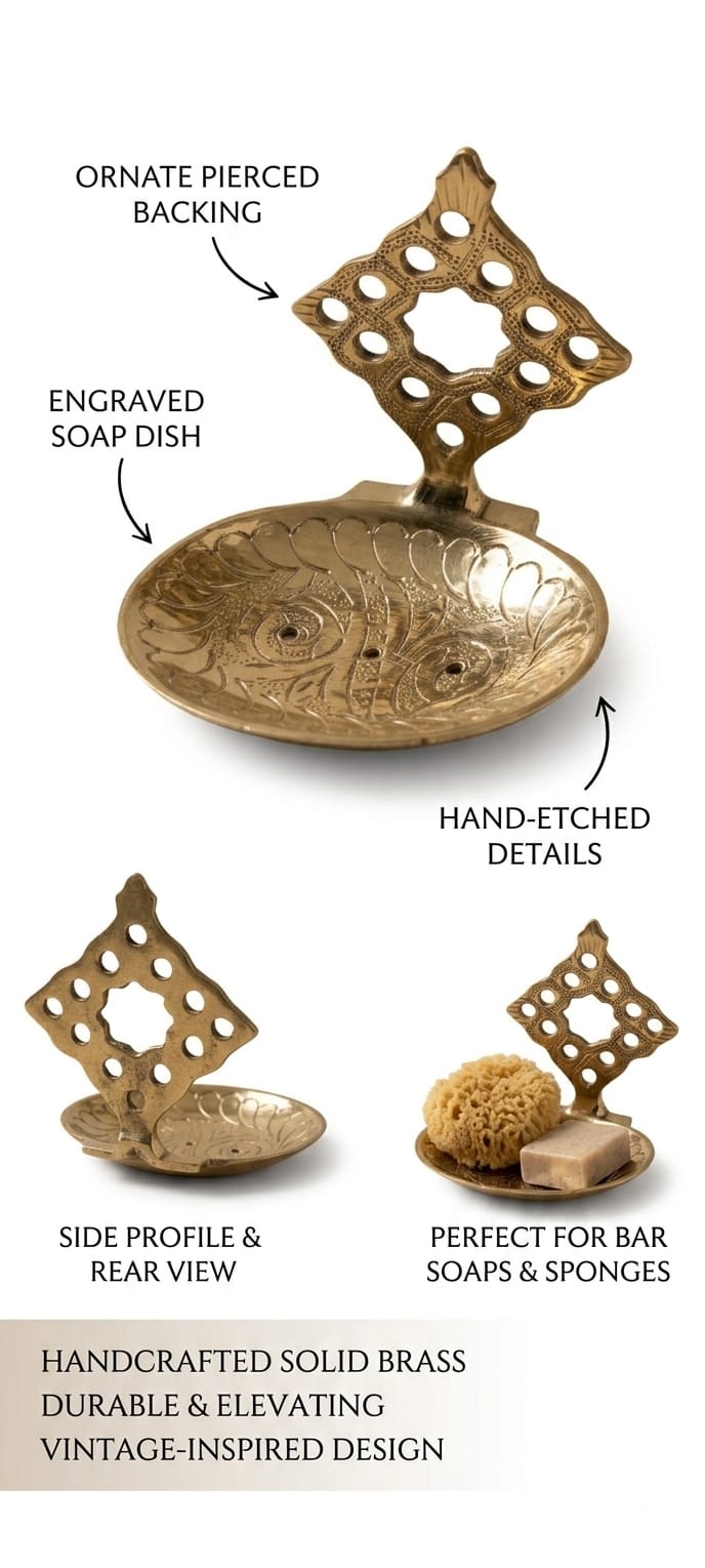 Hand-Carved Solid Brass Wall Fountain – Traditional Moroccan Moorish Fès Style