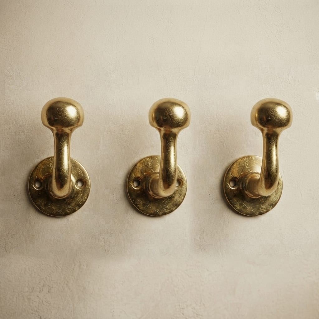 Vintage Solid Brass Wall Hook – Classic Round Coat & Bag Hanger