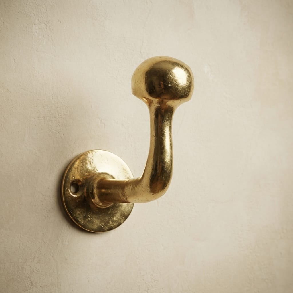 Vintage Solid Brass Wall Hook – Classic Round Coat & Bag Hanger