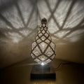 Moroccan Table Lamp, Brass Bedside Nightstand Light, Geometric Boho Home Decor