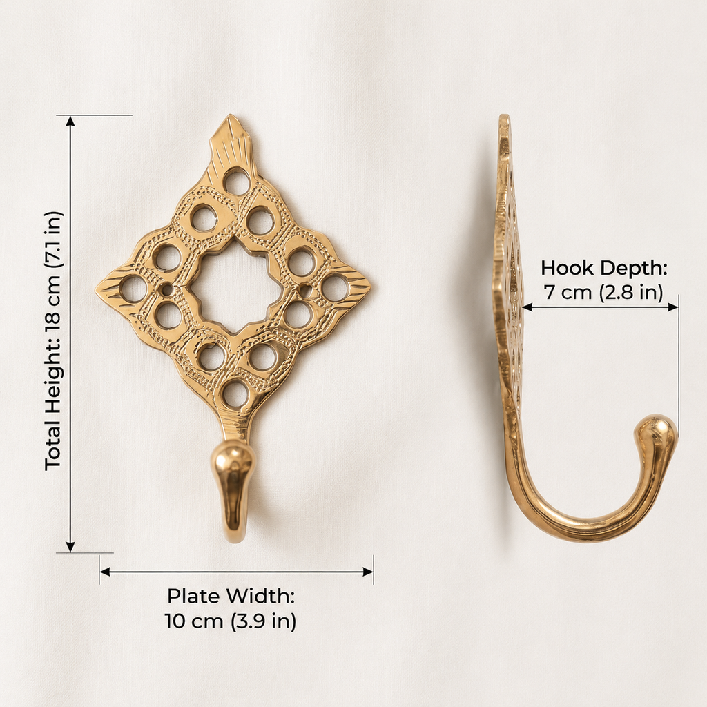 Moroccan Brass Wall Hook – Handcrafted Decorative Coat & Towel Hanger