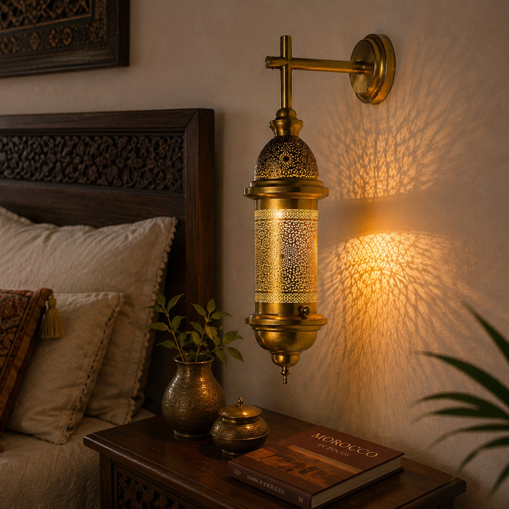 Moroccan Brass Wall Lamp – Handmade Arabic Lantern – Moroccan Home Decor
