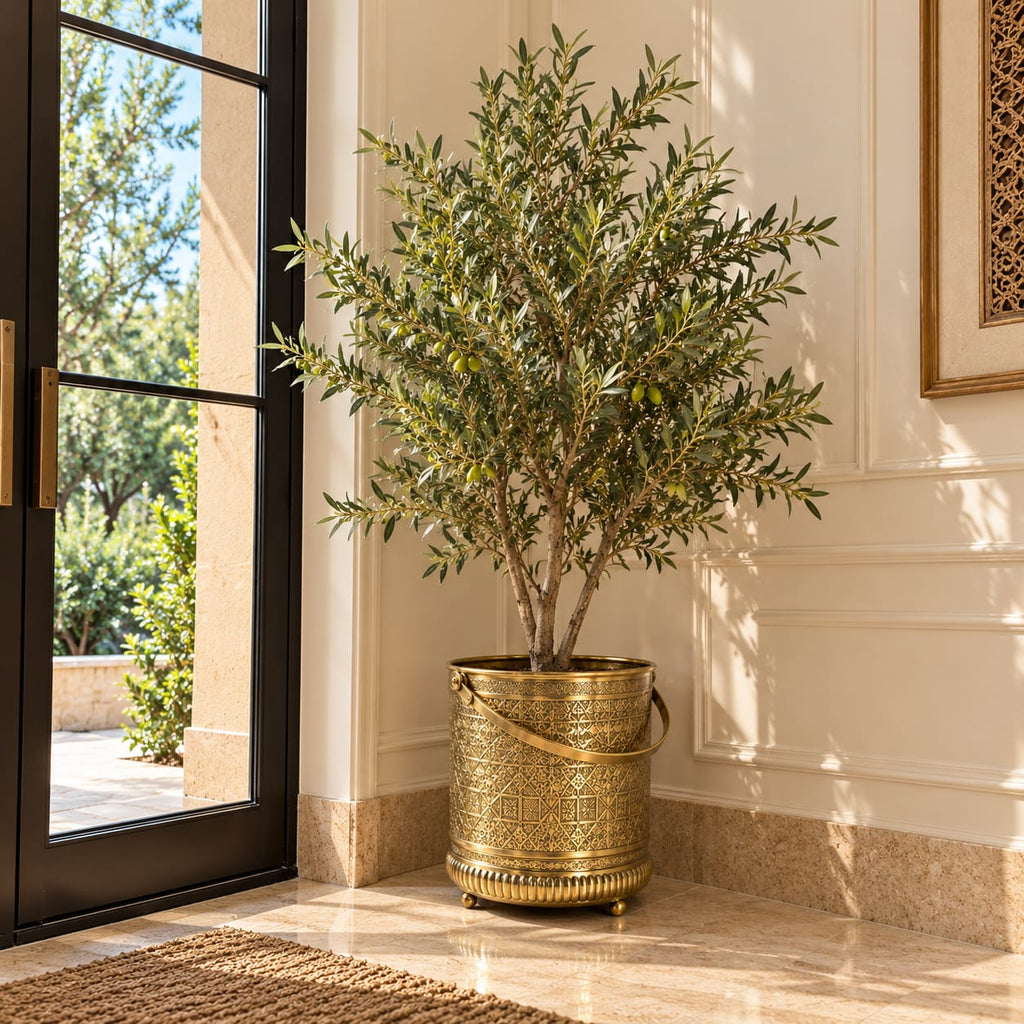 Moroccan Engraved Brass Bucket – Traditional Hammam & Luxury Home Decor