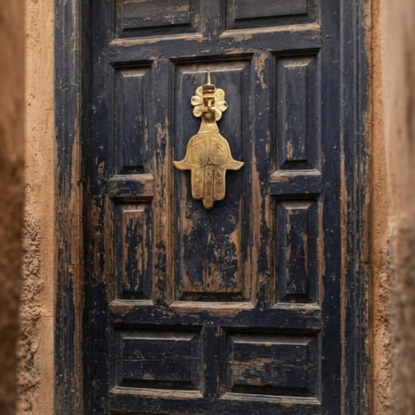 Moroccan Brass Hamsa Door Knocker – Handcrafted Vintage Door Decoration