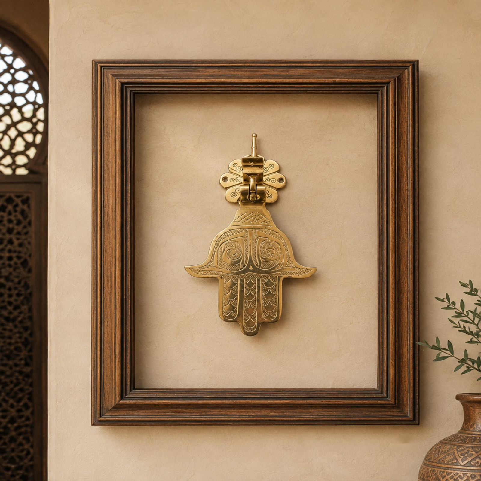 Moroccan Brass Hamsa Door Knocker – Handcrafted Vintage Door Decoration