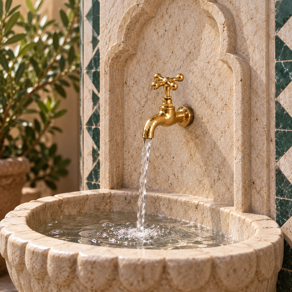 Vintage Moroccan Brass Wall Faucet – Traditional Hammam & Fountain Tap