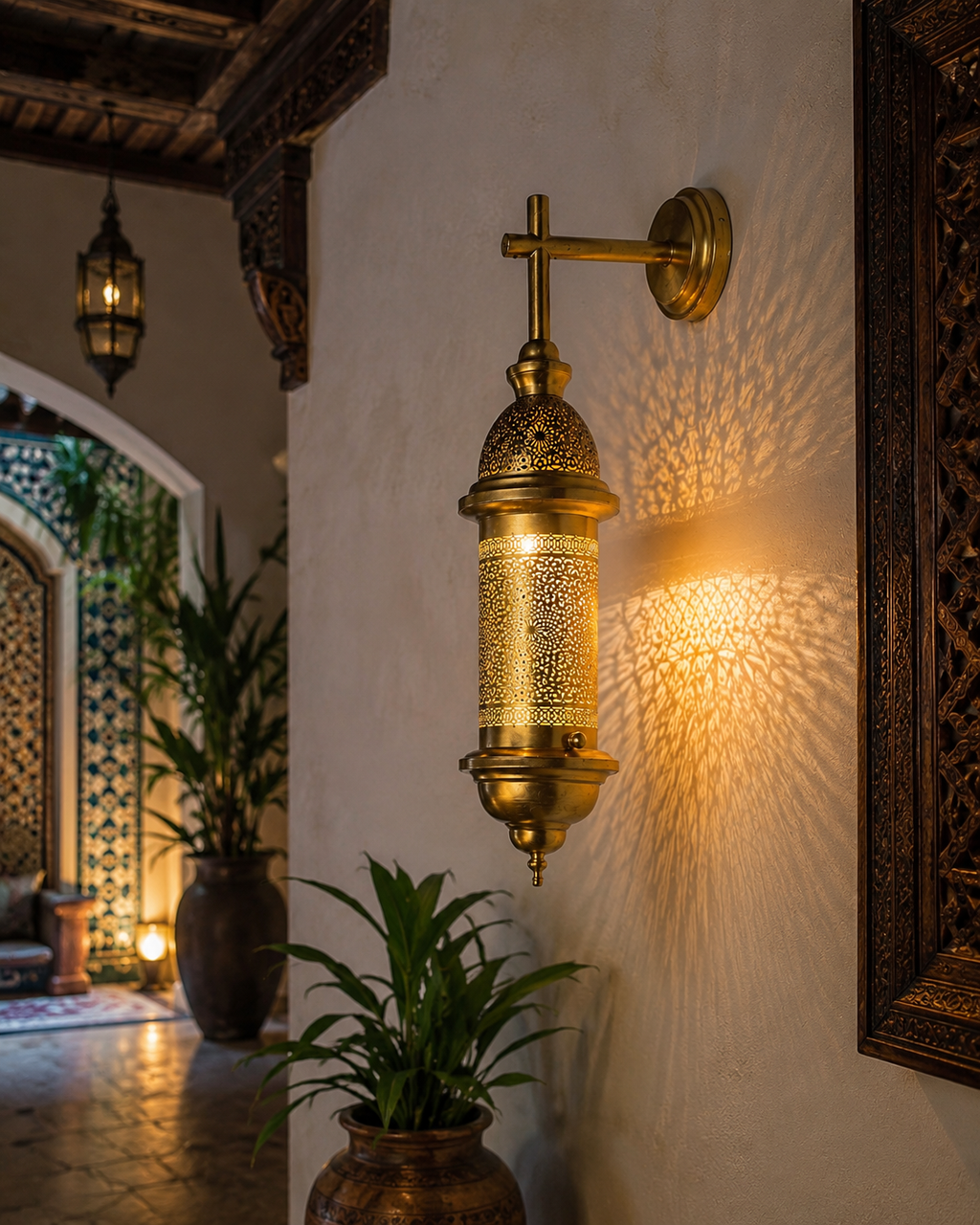 Moroccan Brass Wall Lamp – Handmade Arabic Lantern – Moroccan Home Decor