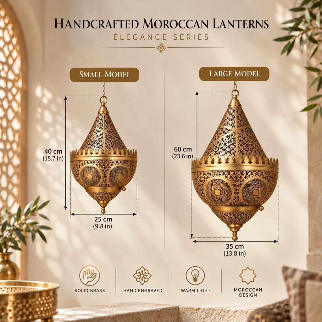Handmade Moroccan Brass Lantern – Traditional Moroccan Pendant Light