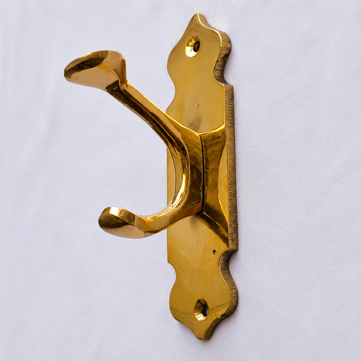 Solid Brass Double Wall Hook – Handcrafted Moroccan Vintage Coat & Towel Hook