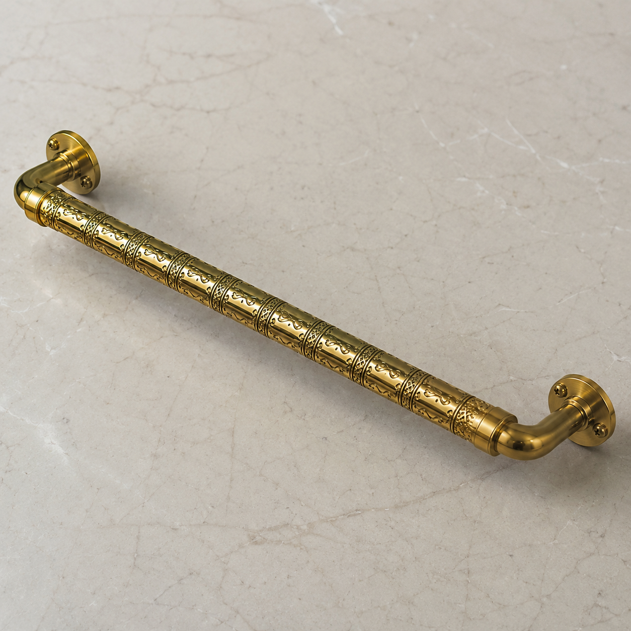 Handcrafted Moroccan Brass Towel Bar – Traditional Engraved Bathroom Wall Rail