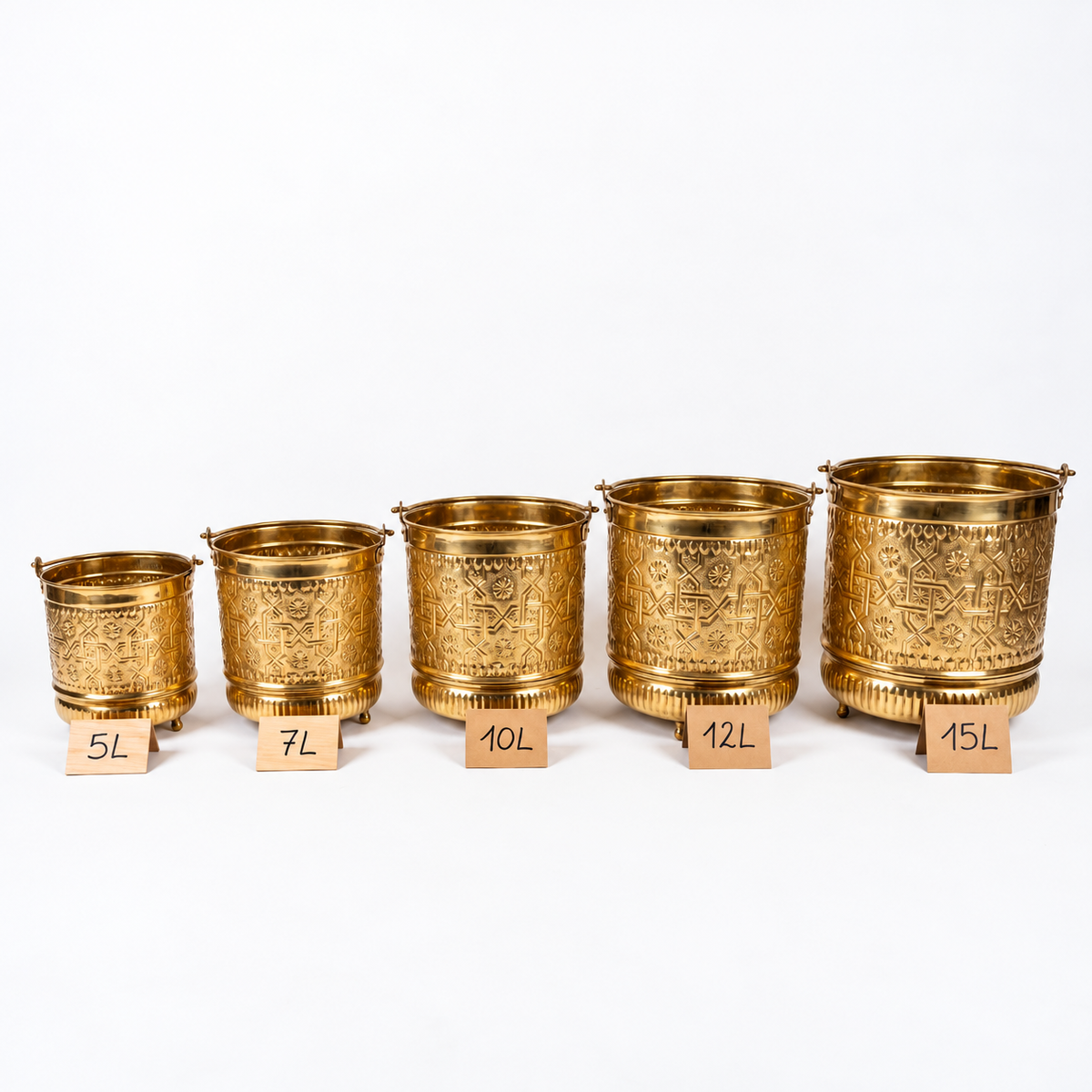 Moroccan Engraved Brass Bucket – Traditional Hammam & Luxury Home Decor