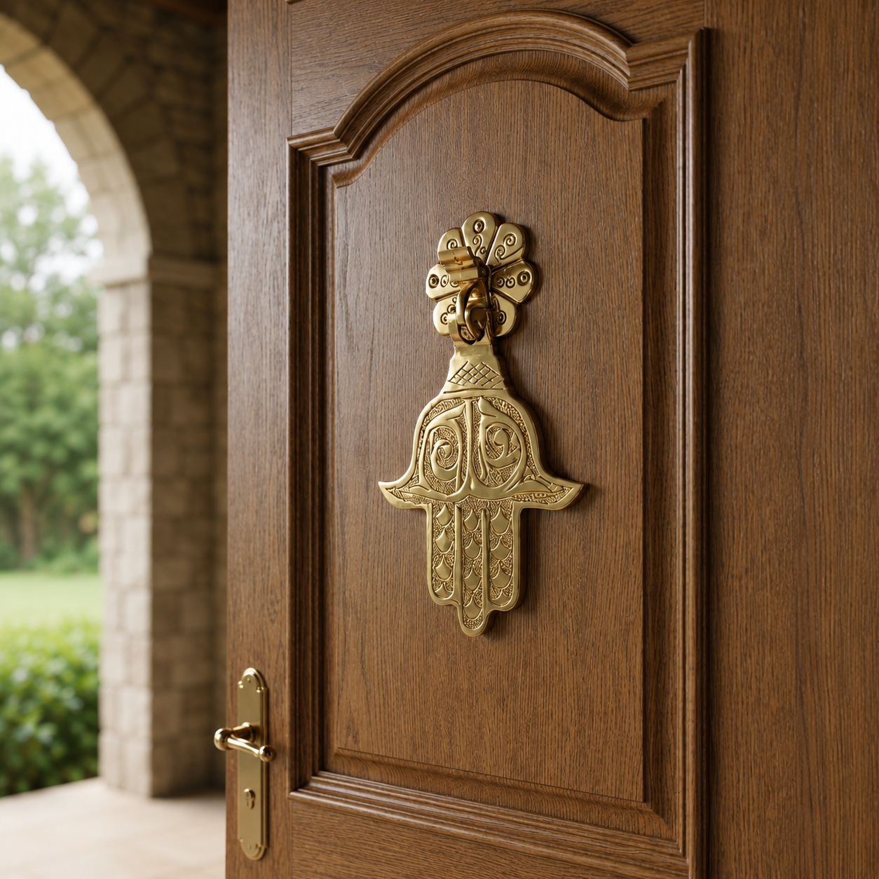 Moroccan Brass Hamsa Door Knocker – Handcrafted Vintage Door Decoration