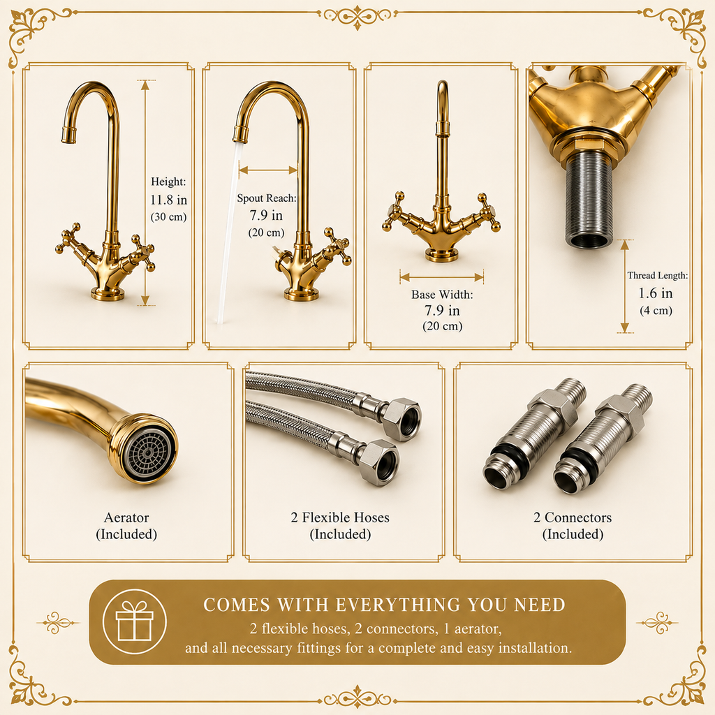 Vintage Brass Kitchen & Bathroom Faucet – Moroccan Classic Style