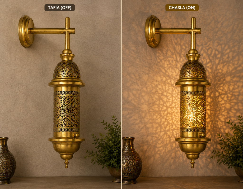 Moroccan Brass Wall Lamp – Handmade Arabic Lantern – Moroccan Home Decor