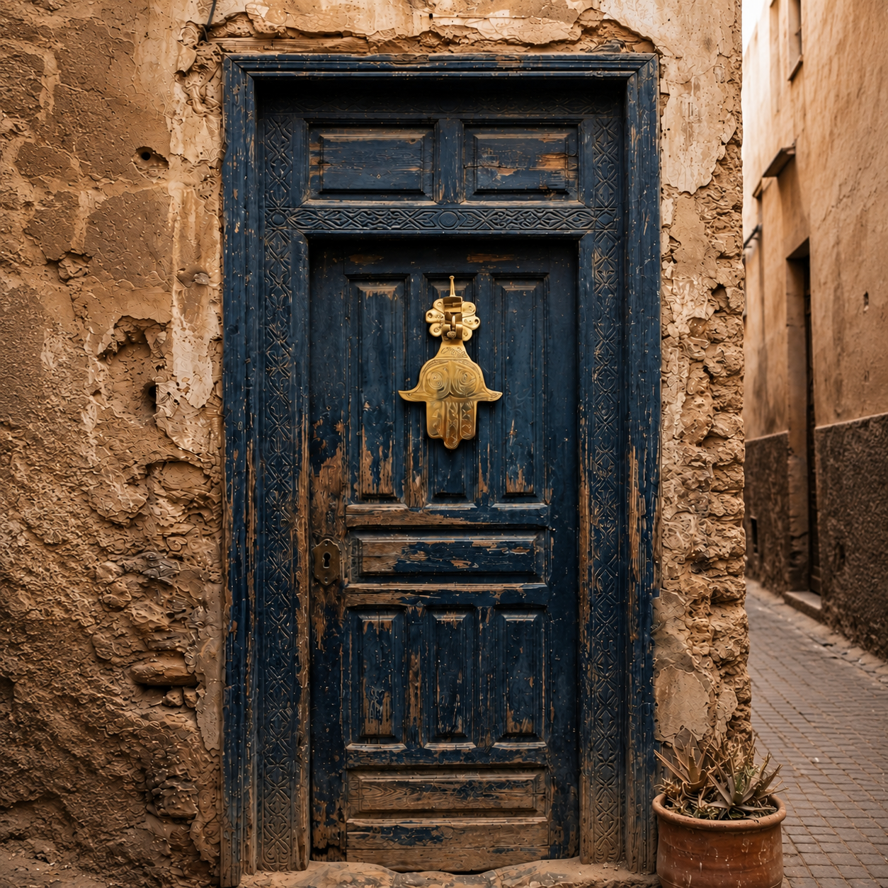 Moroccan Brass Hamsa Door Knocker – Handcrafted Vintage Door Decoration