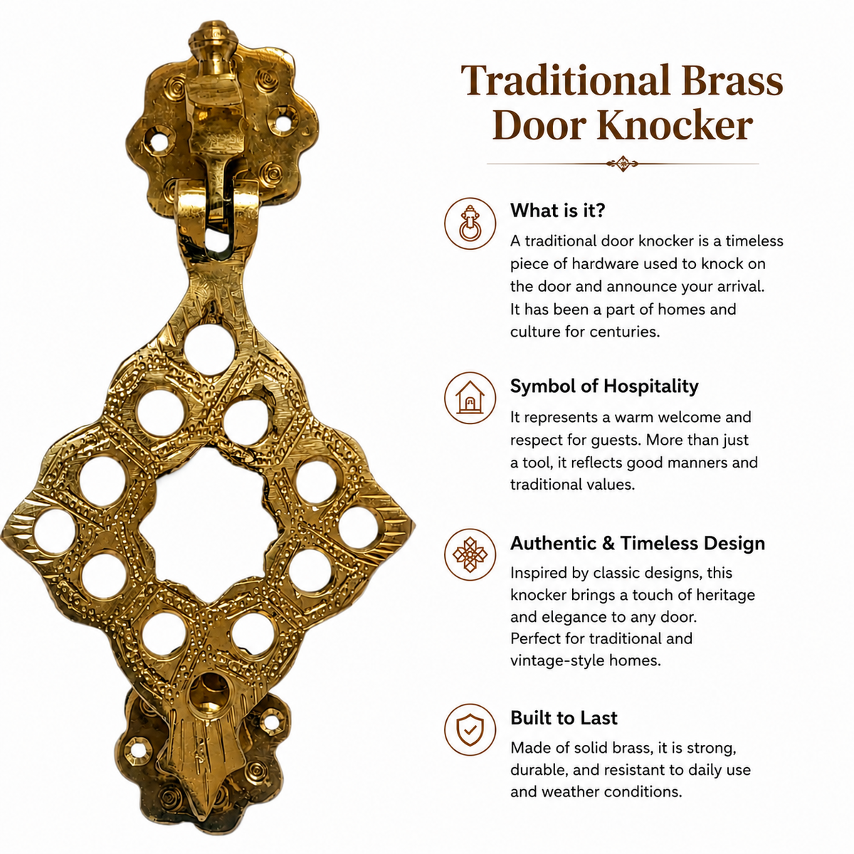 Ornate Brass Door Knocker – Vintage Decorative Door Hardware