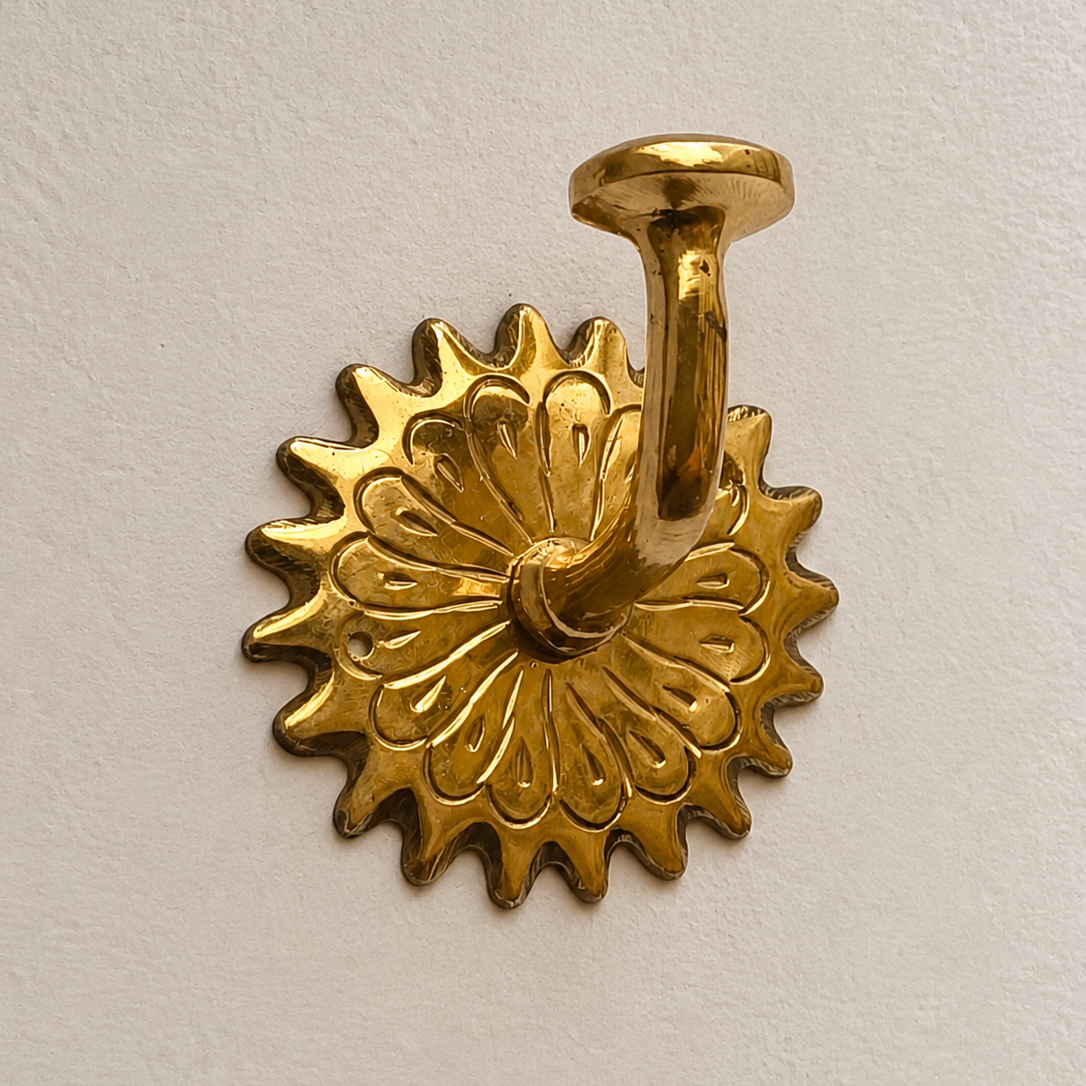 Handcrafted Solid Brass Wall Hook – Moroccan Floral Fès Style Coat & Bag Hanger
