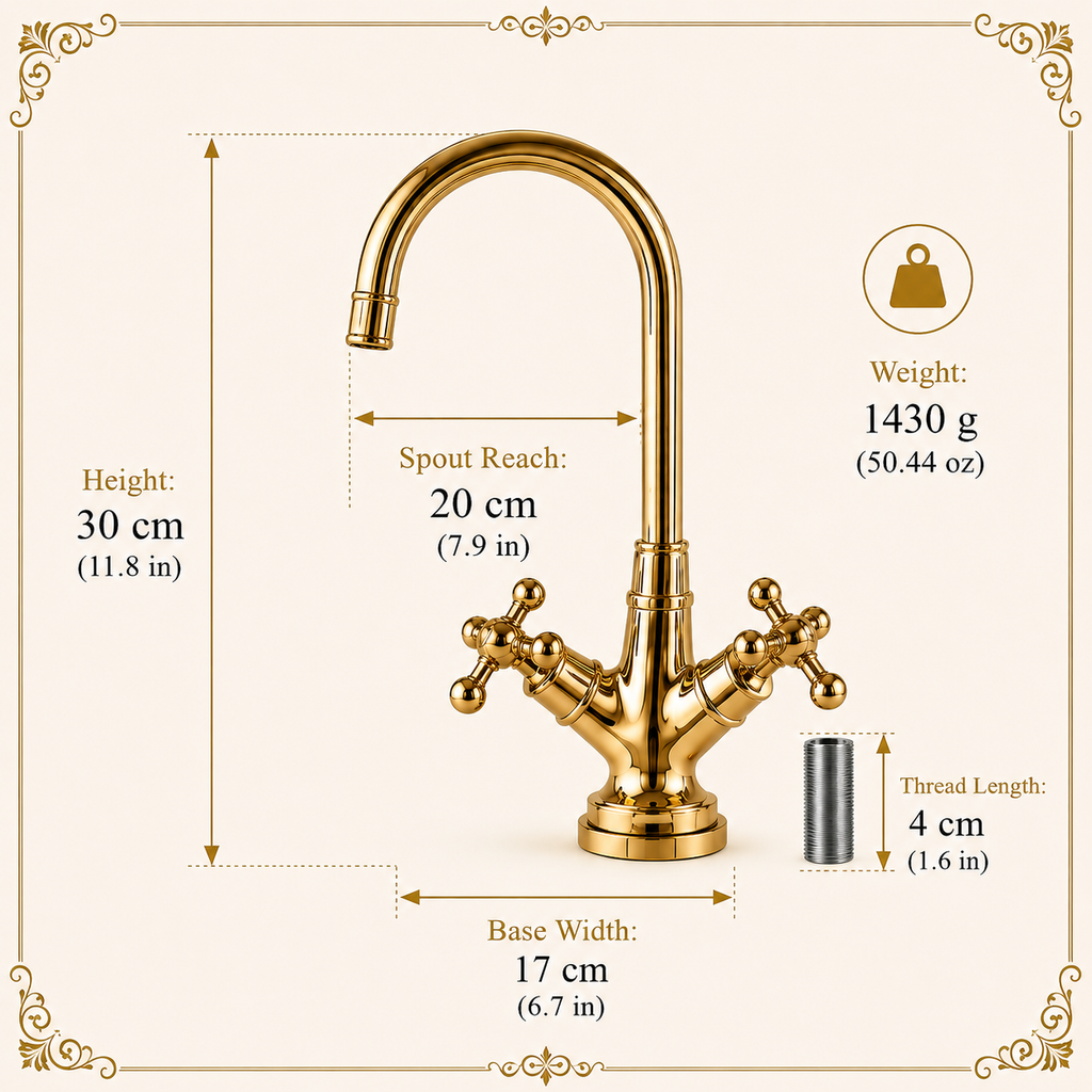 Vintage Brass Kitchen & Bathroom Faucet – Moroccan Classic Style